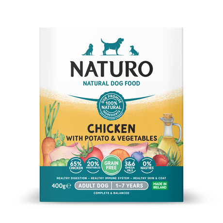 Naturo Caserola Naturo Adult Grain Free cu Carne de Pui, Cartofi si Legume 400g - imagine 1