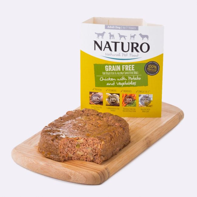 Caserola Naturo Adult Grain Free cu Carne de Pui, Cartofi si Legume 400g