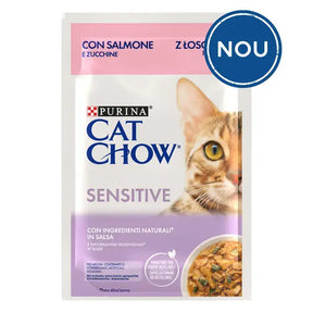 Cat Chow Cat Chow Sensitive Hrana Umeda cu Somon si Dovlecei 85 Gr - imagine 1