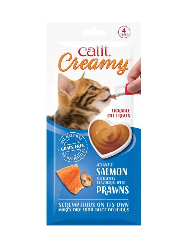 Catit Creamy Recompense Cremoase cu Somon si Creveti 4x10 Gr