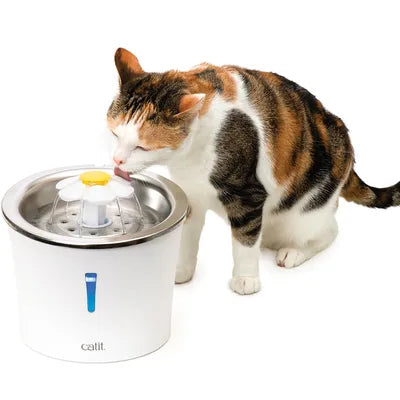 Catit Pixi Fantana Stainless Steel Flower cu Led pentru Pisici 3 L
