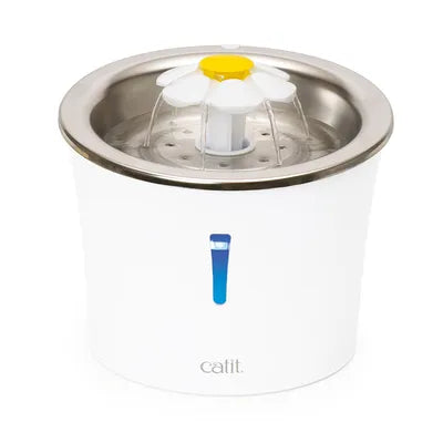 Catit Pixi Fantana Stainless Steel Flower cu Led pentru Pisici 3 L