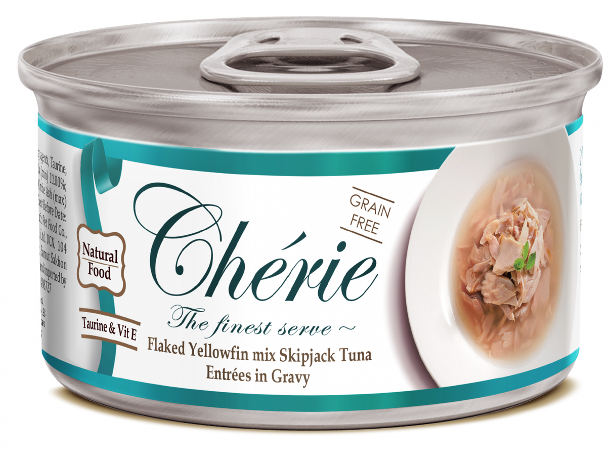 Cherie Cherie Adult Cat Grain Free Fulgi de Ton in Sos de Legume - imagine 1
