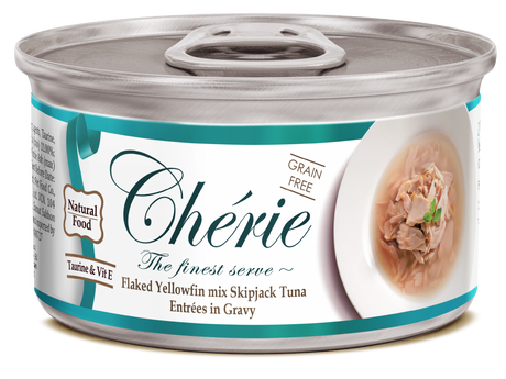 Cherie Cherie Adult Cat Grain Free Fulgi de Ton in Sos de Legume - imagine 1