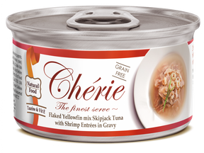 Cherie Cherie Adult Cat Grain Free Mix Fulgi de Ton cu Creveti in Sos - imagine 1