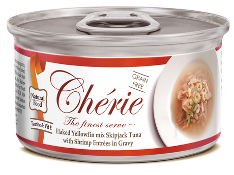 Cherie Cherie Adult Cat Grain Free Mix Fulgi de Ton cu Creveti in Sos - imagine 1