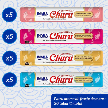 Inaba Churu Cat Varieties Recompense Cremoase cu Fructe de Mare 20 buc - imagine 2