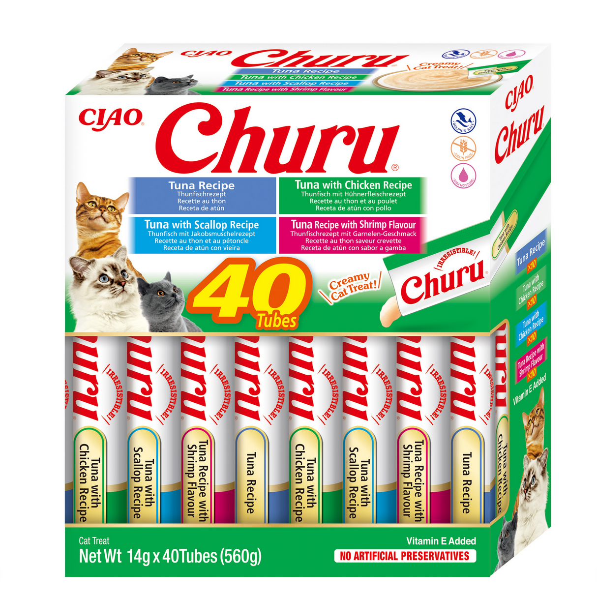 Inaba Churu Cat Varieties Recompense Cremoase cu Ton si Fructe de Mare 40 buc - imagine 1