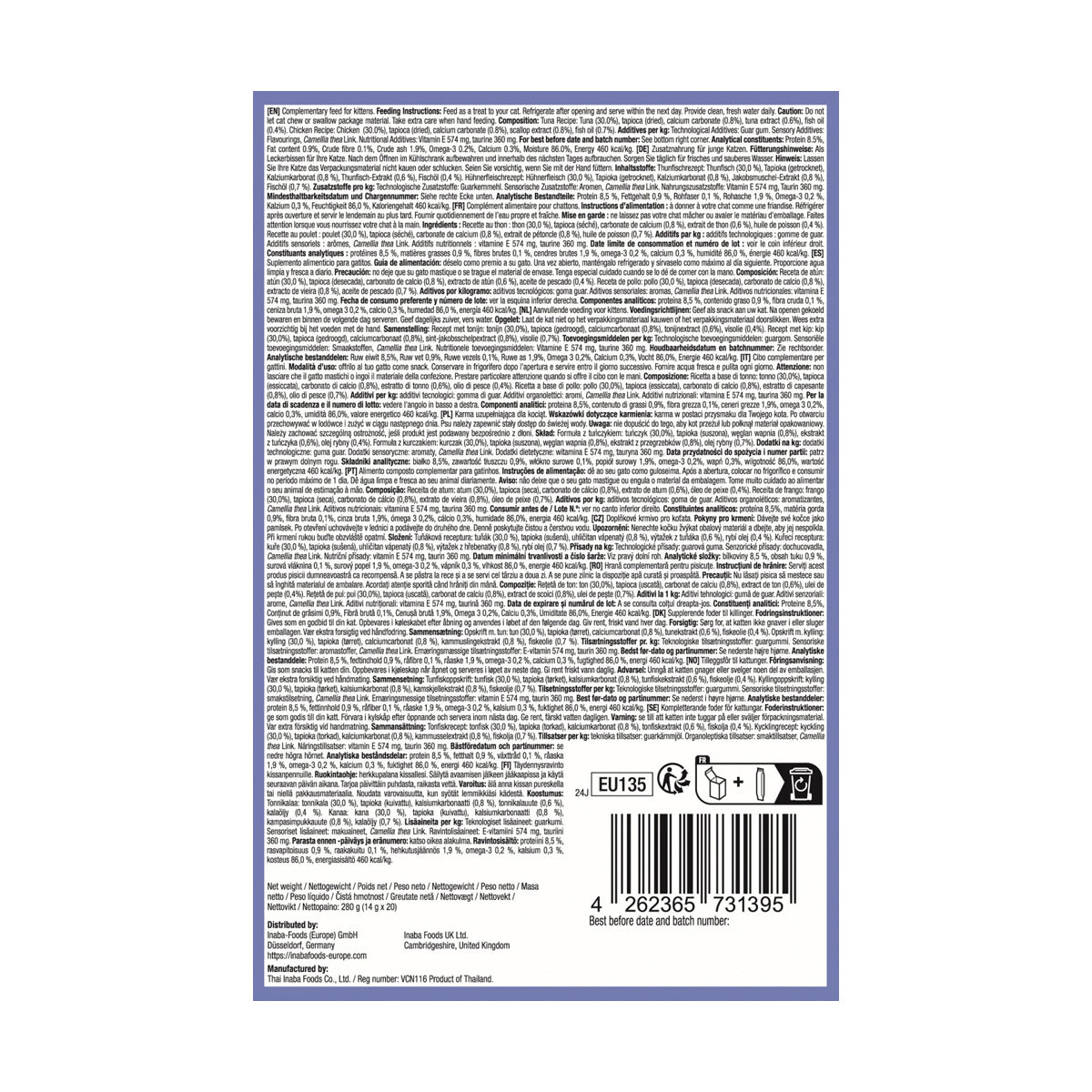 Inaba Churu Kitten Varieties Recompense Cremoase cu Pui si Ton 20 Buc - imagine 2