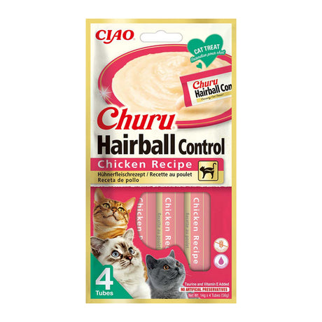 Inaba Ciao Churu Hairball Control Recompensa Cremoasa cu Pui - imagine 1