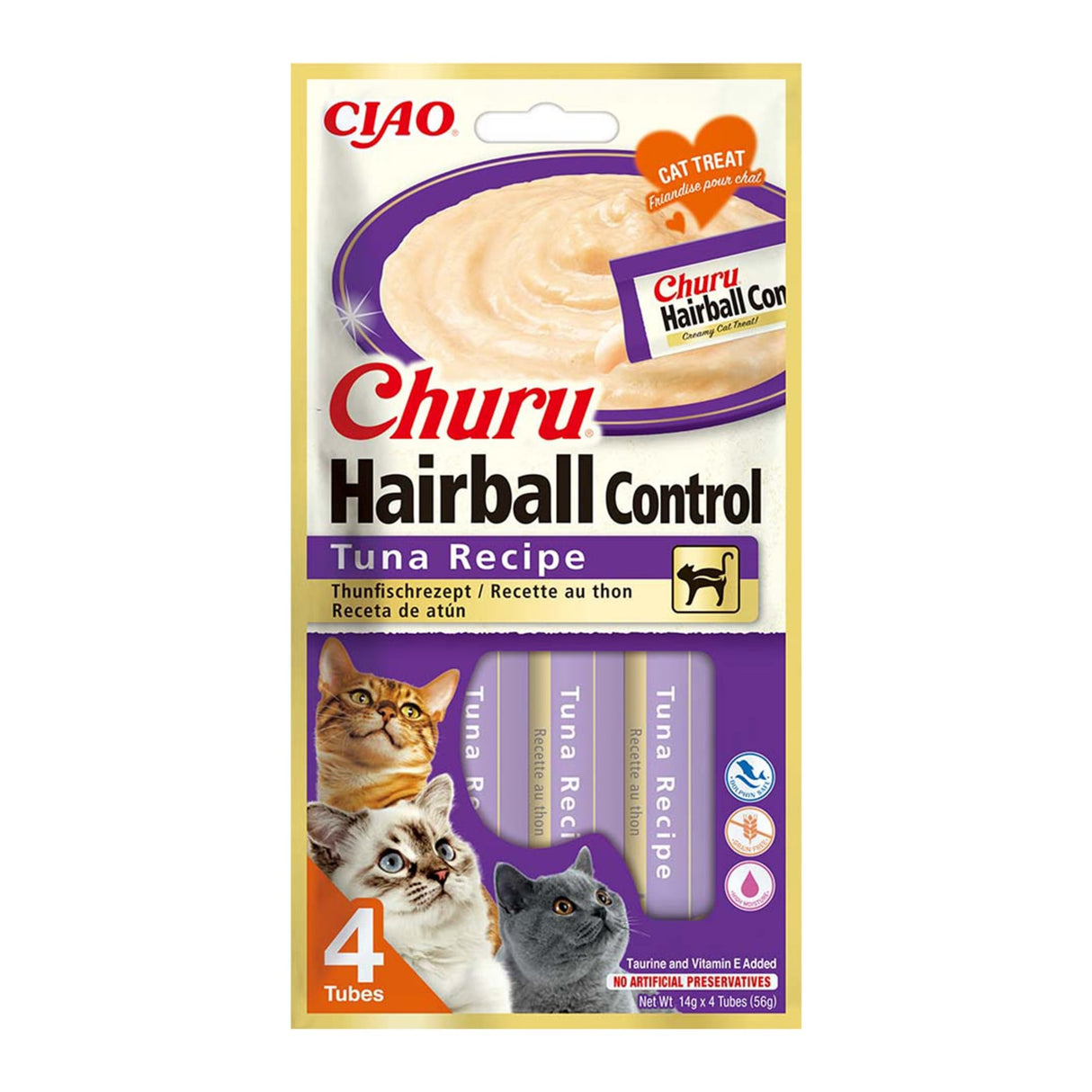 Inaba Ciao Churu Hairball Control Recompensa Cremoasa cu Ton - imagine 1