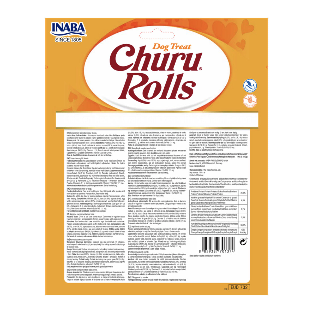 Inaba Churu Rolls Recompense pentru caini cu Pui si Somon - imagine 2