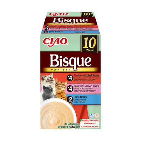 Inaba Ciao Churu Bisque Variety cu Ton, Pui si Vita, Ton si Somon 10 Buc - imagine 1