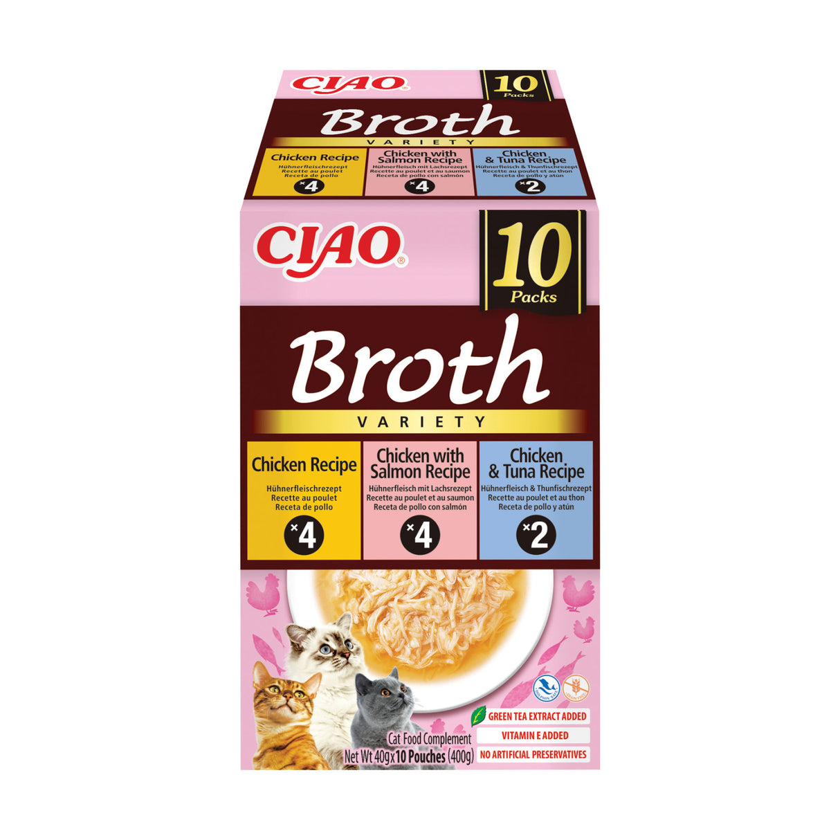 Inaba Ciao Churu Broth Variety cu Pui, Pui si Somon, Pui si Ton 10 Buc - imagine 1