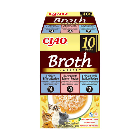 Inaba Ciao Churu Broth Variety cu Pui si Ton, Pui si Somon, Pui si Scoici 10 Buc - imagine 1