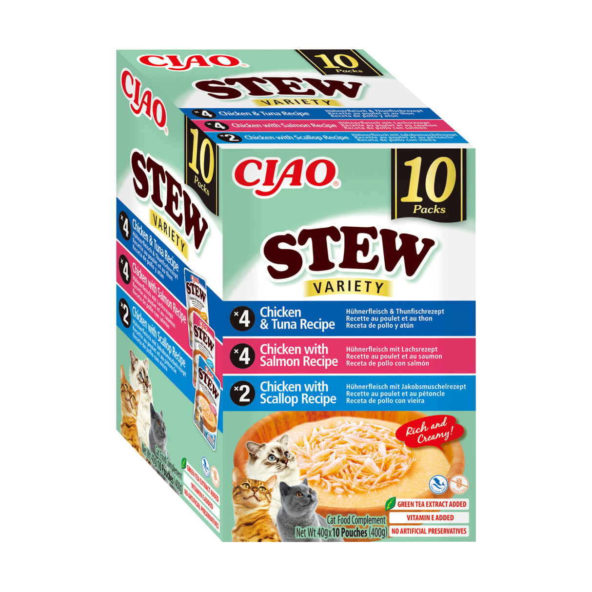 Inaba Ciao Churu Stew Variety cu Pui si Ton, Pui si Somon, Pui si Scoici 10 Buc - imagine 3
