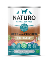 Naturo Conserva Naturo Adult cu Carne de Vita si Pui, Amestec de Legume si Fructe in Jeleu cu Ierburi Aromatice 390g - imagine 1