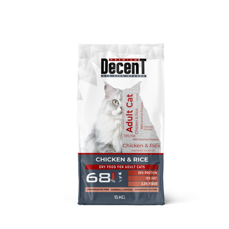 Decent DecenT Adult Cat Hairball Care cu Pui si Orez