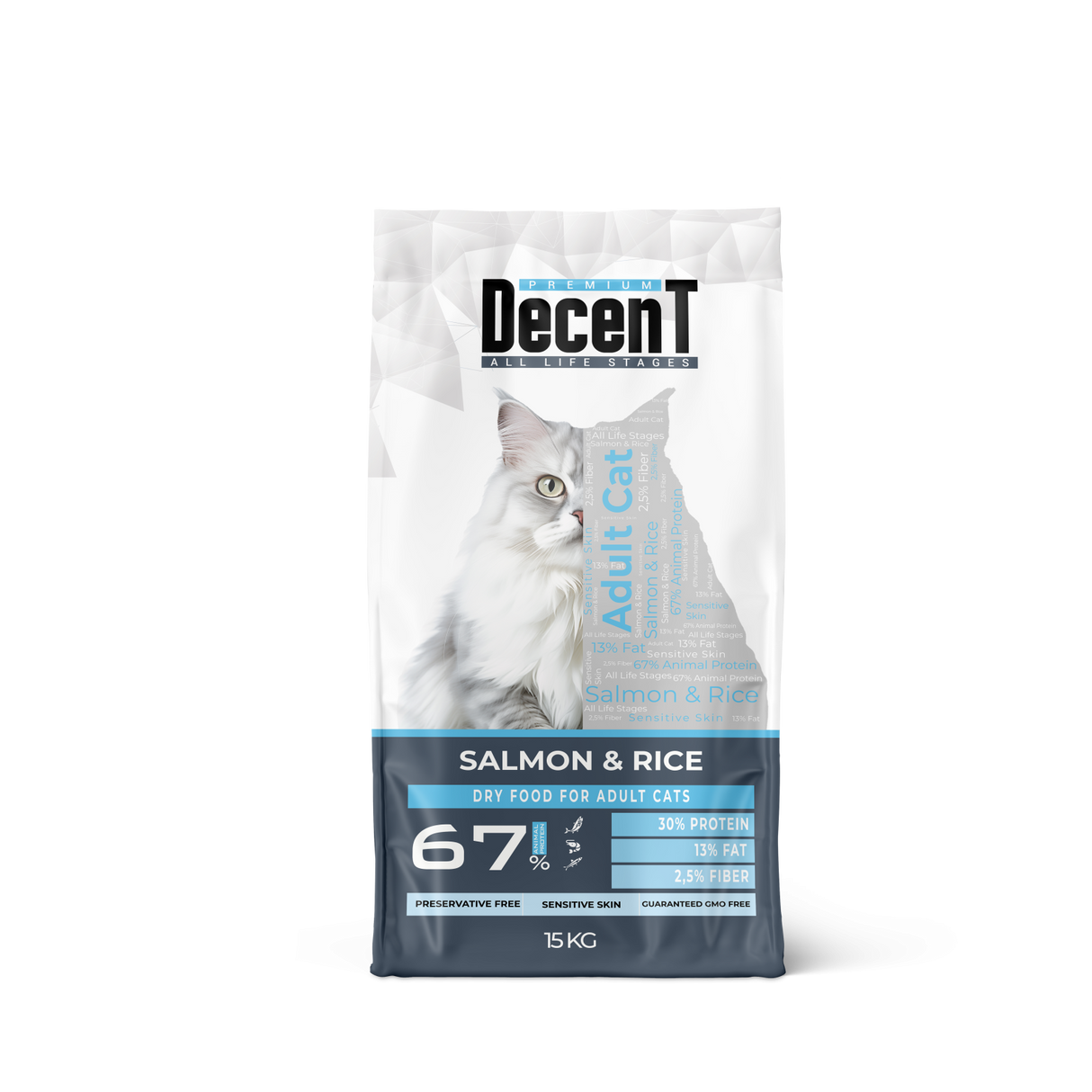 Decent DecenT Adult Cat Sensitive Skin cu Somon si Orez