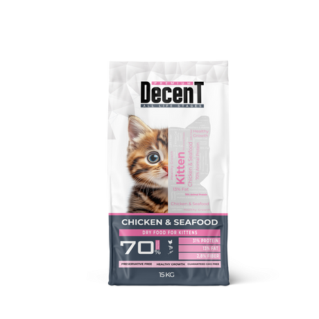 Decent DecenT Kitten Healthy Growth cu Pui si Fructe de Mare