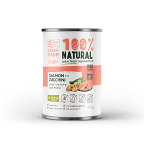 Fresh Farm Coarse Conserva Pate cu Somon, Dovlecel, Cartofi Dulci si Ierburi 400 Gr