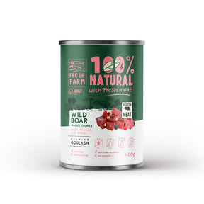 Fresh Farm Fresh Farm Goulash Conserva Hrana Umeda cu Mistret, Cartofi si Fructe de Padure 400 Gr
