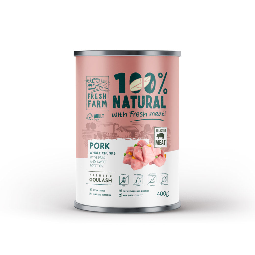 Fresh Farm Fresh Farm Goulash Conserva Hrana Umeda cu Porc si Mazare 400 Gr