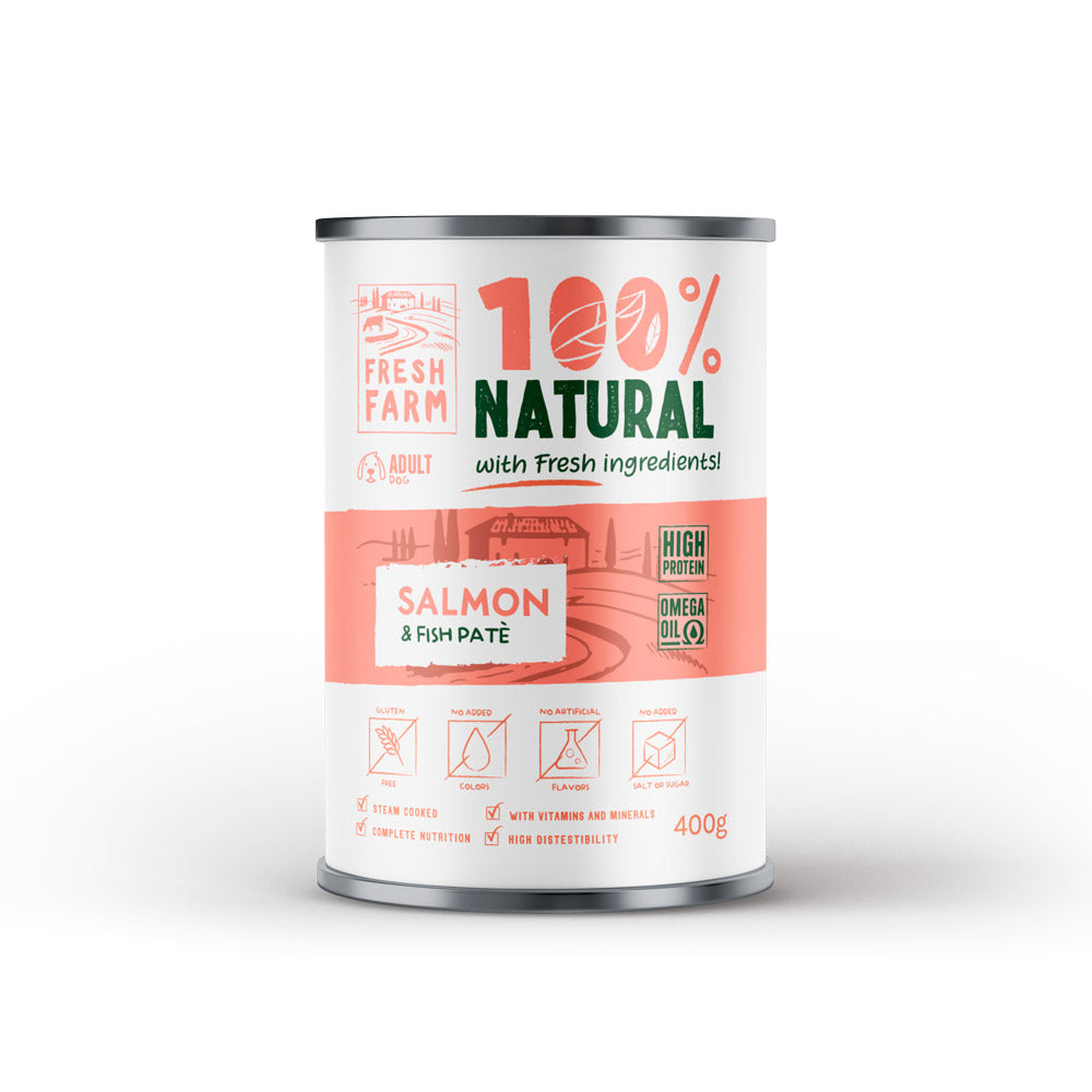 Fresh Farm Smooth Conserva Hrana Umeda Pate cu Peste, Pui si Somon 400 Gr