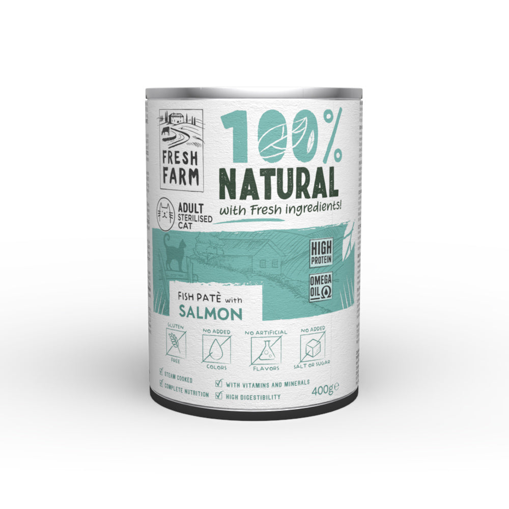 Fresh Farm Sterilised Cat Smooth Pate cu Somon 400 Gr