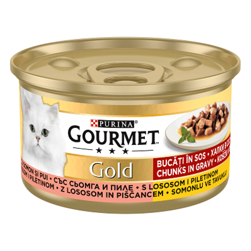 Gourmet Gourmet Gold Double Pleasure Pui si Somon in Sos