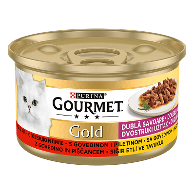 Gourmet Gourmet Gold Double Pleasure Vita si Pui in Sos Conserva