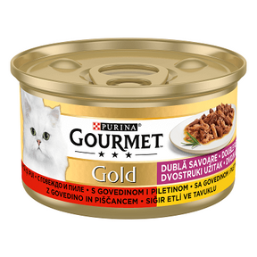 Gourmet Gourmet Gold Double Pleasure Vita si Pui in Sos Conserva