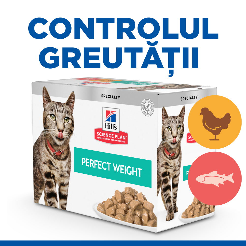 Hills SP Feline Adult Perfect Weight cu Pui si Somon 12x85 Gr