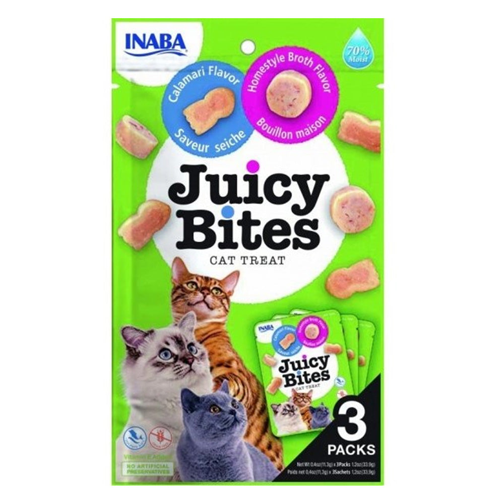 Inaba Juicy Bites Recompense pentru Pisici cu Aroma de Calamar si Supa de Casa