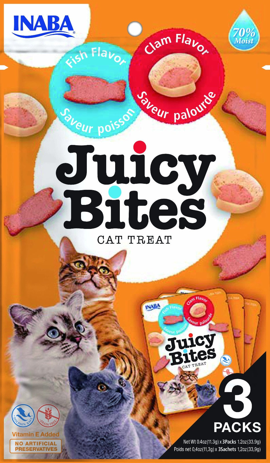 Juicy Bites Recompense pentru Pisici cu Peste si Scoici