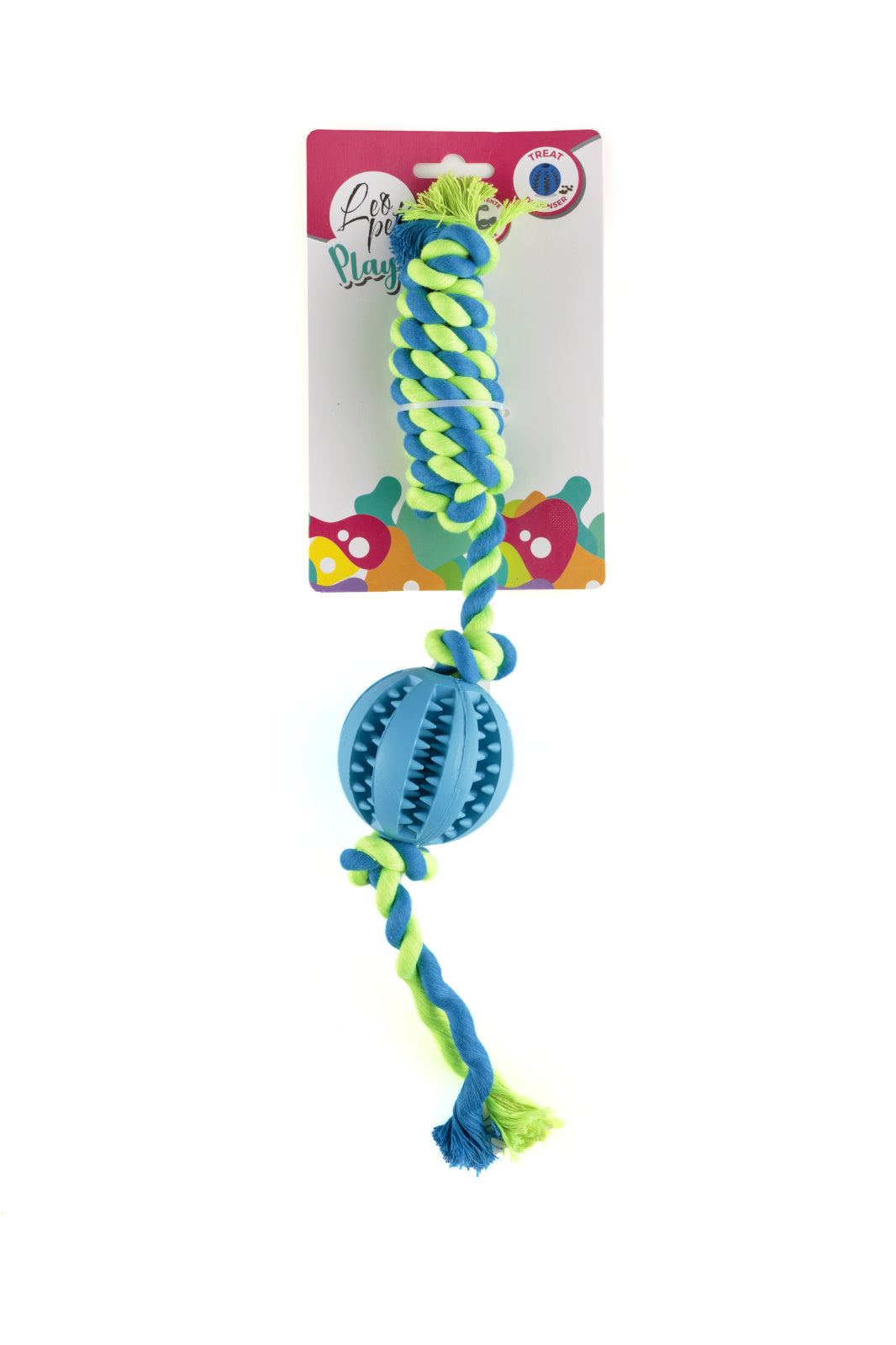 Leopet Dog Rubber Ball Rope Assorted Colours 7 Cm