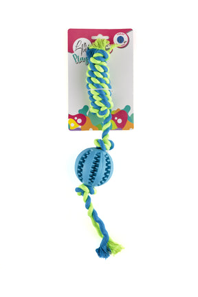 Leopet Dog Rubber Ball Rope Assorted Colours 7 Cm