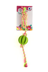 Leopet Dog Rubber Ball Rope Assorted Colours 7 Cm