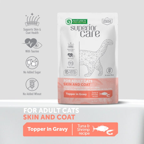 Nature's Protection Superior Care Superior Care Topper Adult Cat pentru Piele si Blana cu Ton si Creveti 70g - imagine 3