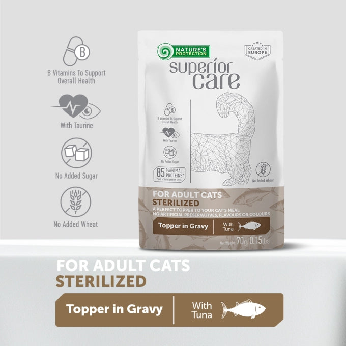 Nature's Protection Superior Care Superior Care Topper Adult Cat Sterilised cu Ton 70g - imagine 3