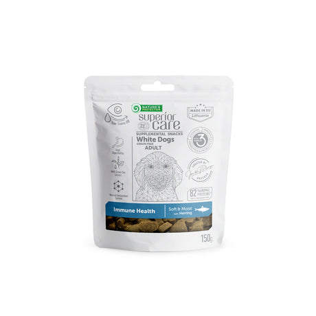 Nature's Protection Superior Care Superior Care White Dogs Grain Free Snacks Immune Health cu Hering 150 Gr - imagine 1