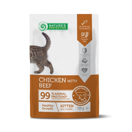 Nature's Protection Nature's Protection Kitten Crestere Sanatoasa Plic cu Pui si Vita 100 Gr - imagine 1