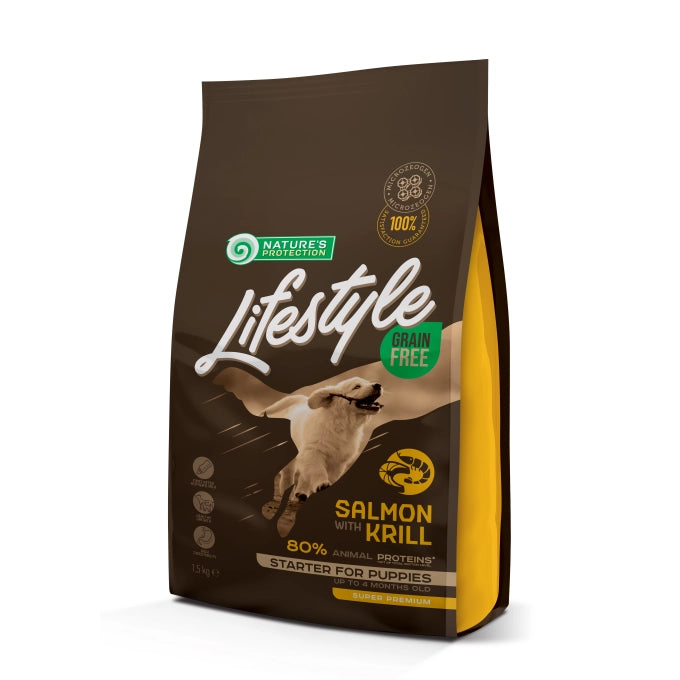 Nature's Protection Lifestyle Nature's Protection Lifestyle Grain Free Puppy Starter All Breed cu Somon si Krill - imagine 1