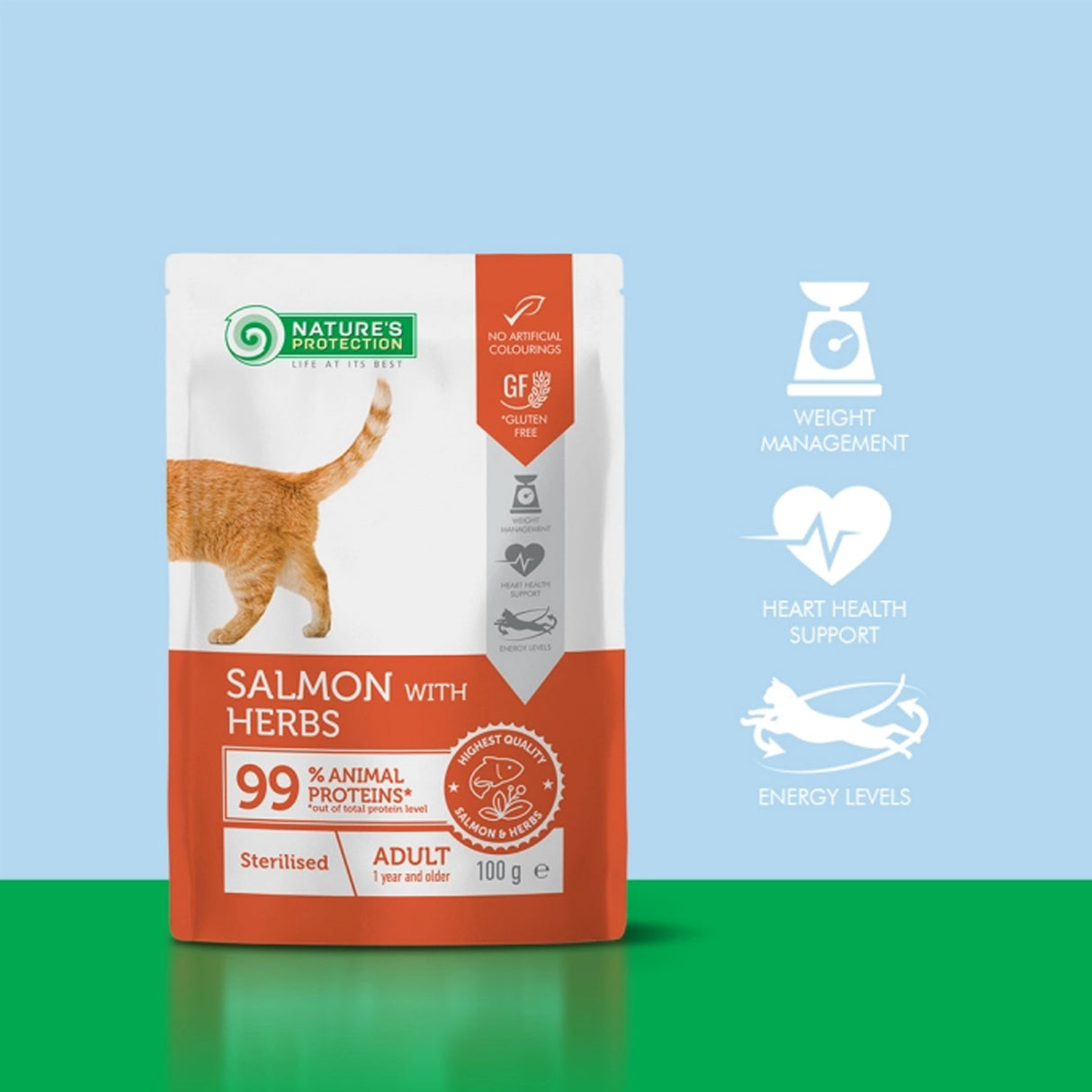 Nature's Protection Nature's Protection Pisica Adulta Sterilizata cu Somon si Ierburi 100 Gr - imagine 3