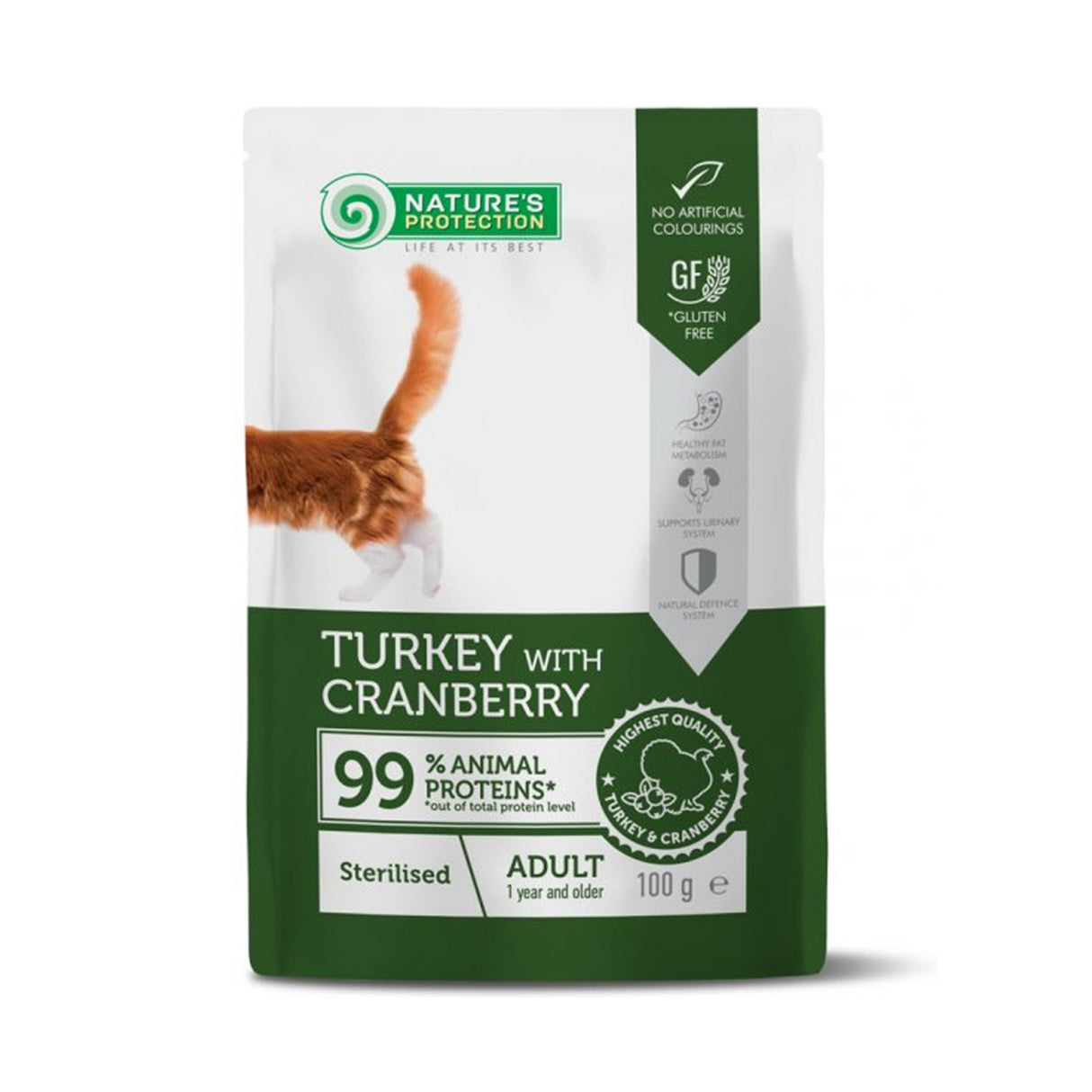 Nature's Protection Nature's Protection Pisica Adulta Sterilizata Plic cu Carne de Curcan si Merisoare 100 Gr - imagine 1