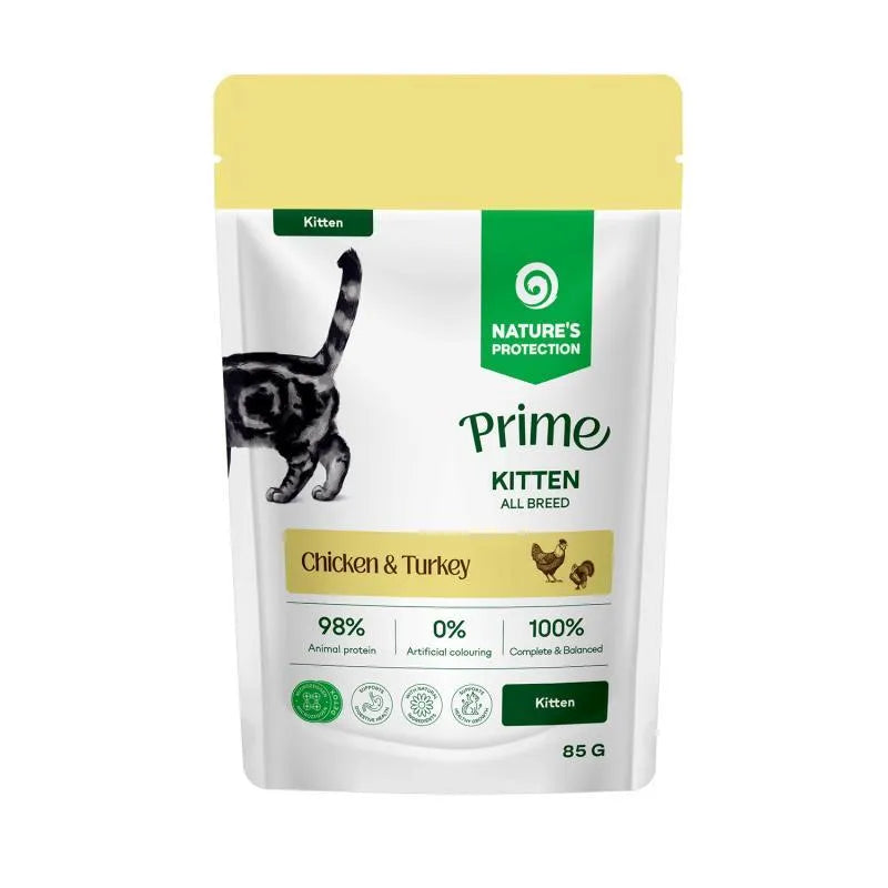 Nature's Protection Prime All Breed Kitten cu Pui si Curcan 85 Gr