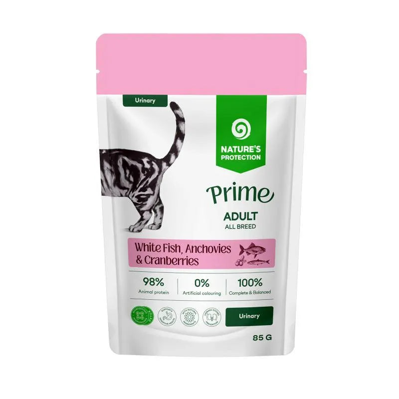 Nature's Protection Prime Urinary cu Peste Alb si Merisoare pentru Pisici 85 Gr