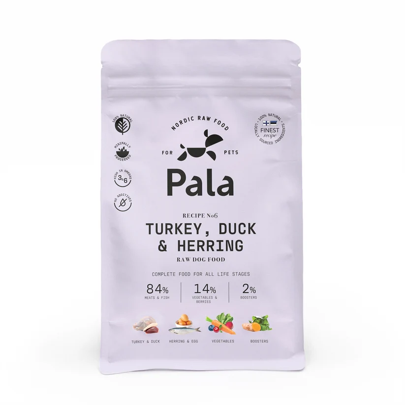 Pala Hrana Raw pentru Caini cu Curcan, Rata si Hering