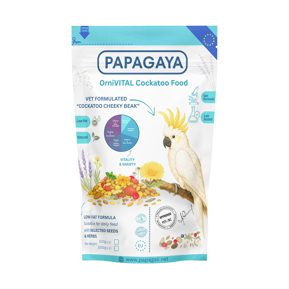 Papagaya OrniVital Cockatoo Cheeky Beak Hrana Hipocalorica pentru Papagali Cacadu