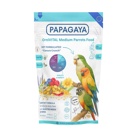 Papagaya OrniVital Conure Crunch Hrana Low Fat pentru Papagali de Talie Medie